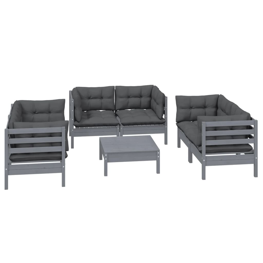 Set Mobilier Grădină Cu Perne, 7 Piese, Lemn Masiv De Pin