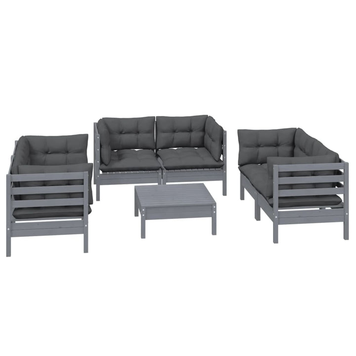 Set Mobilier Grădină Cu Perne, 7 Piese, Lemn Masiv De Pin