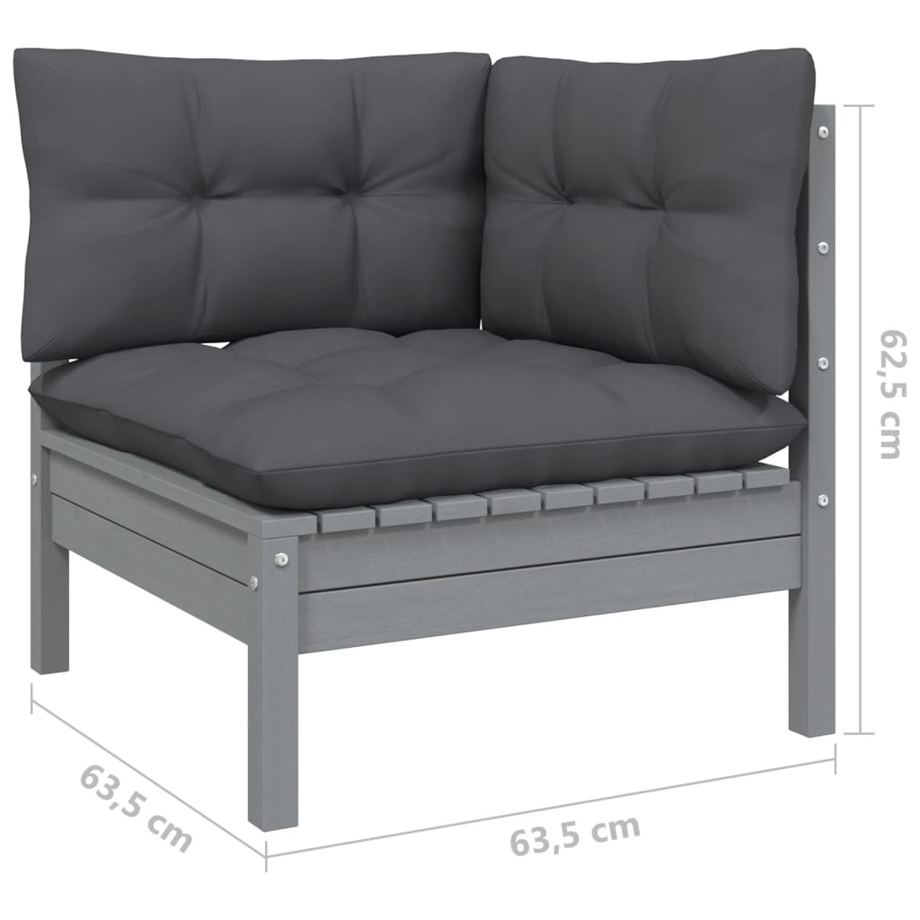 Set Mobilier Grădină Cu Perne, 7 Piese, Lemn Masiv De Pin