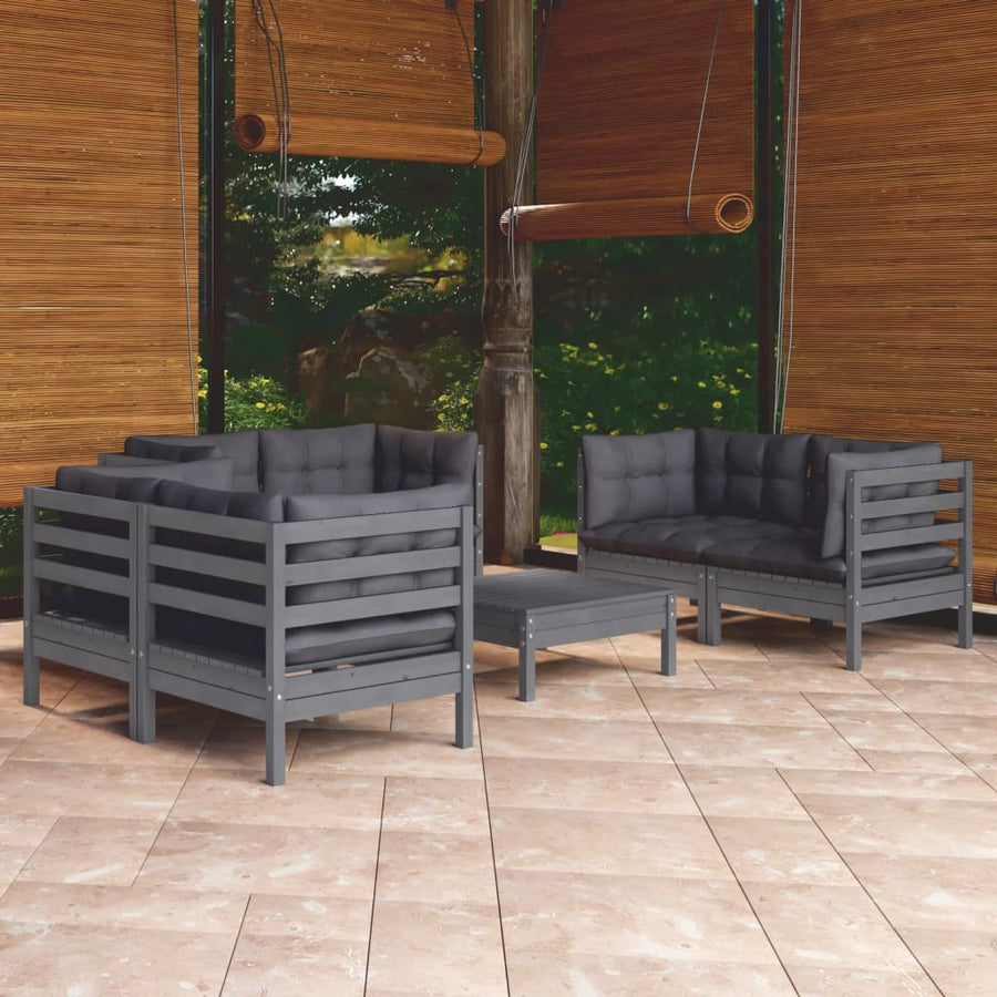 Set Mobilier Grădină Cu Perne, 7 Piese, Lemn Masiv De Pin
