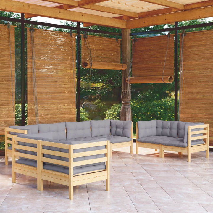 Set Mobilier Grădină Cu Perne Crem, 8 Piese, Lemn Masiv De Pin