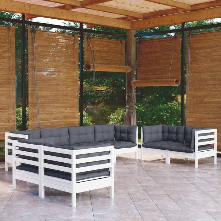 Set Mobilier Grădină Cu Perne Crem, 8 Piese, Lemn Masiv De Pin