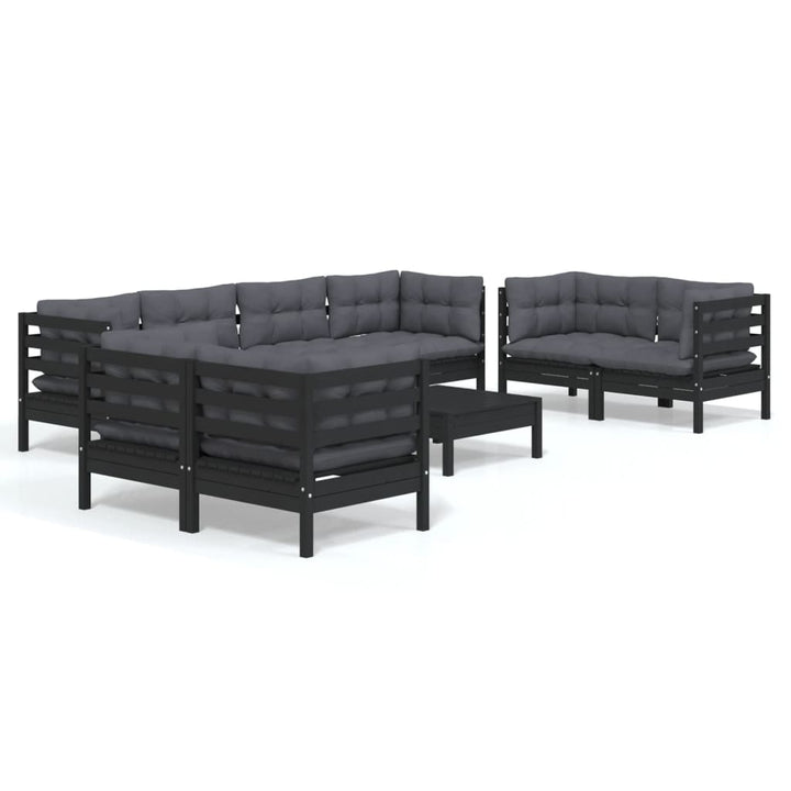 Set Mobilier De Grădină Cu Perne, 9 Piese, Lemn Masiv De Pin