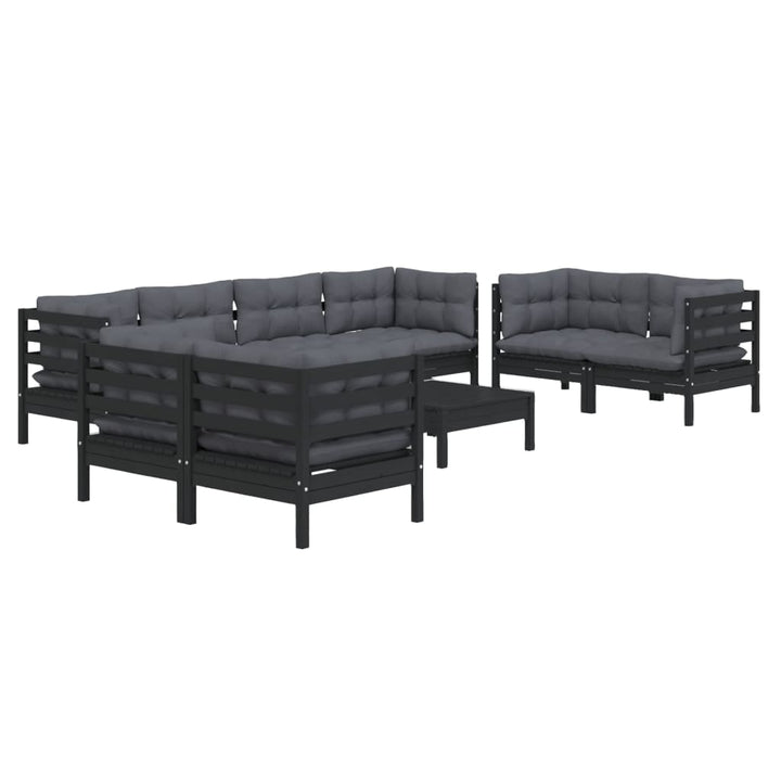 Set Mobilier De Grădină Cu Perne, 9 Piese, Lemn Masiv De Pin