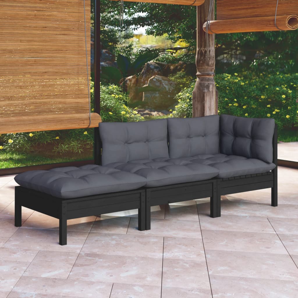 Set Mobilier Grădină Cu Perne Crem, 3 Piese, Lemn Masiv De Pin