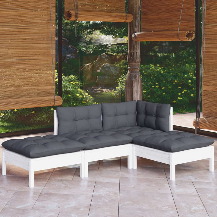 Set Mobilier Grădină Cu Perne, 4 Piese, Lemn Masiv De Pin