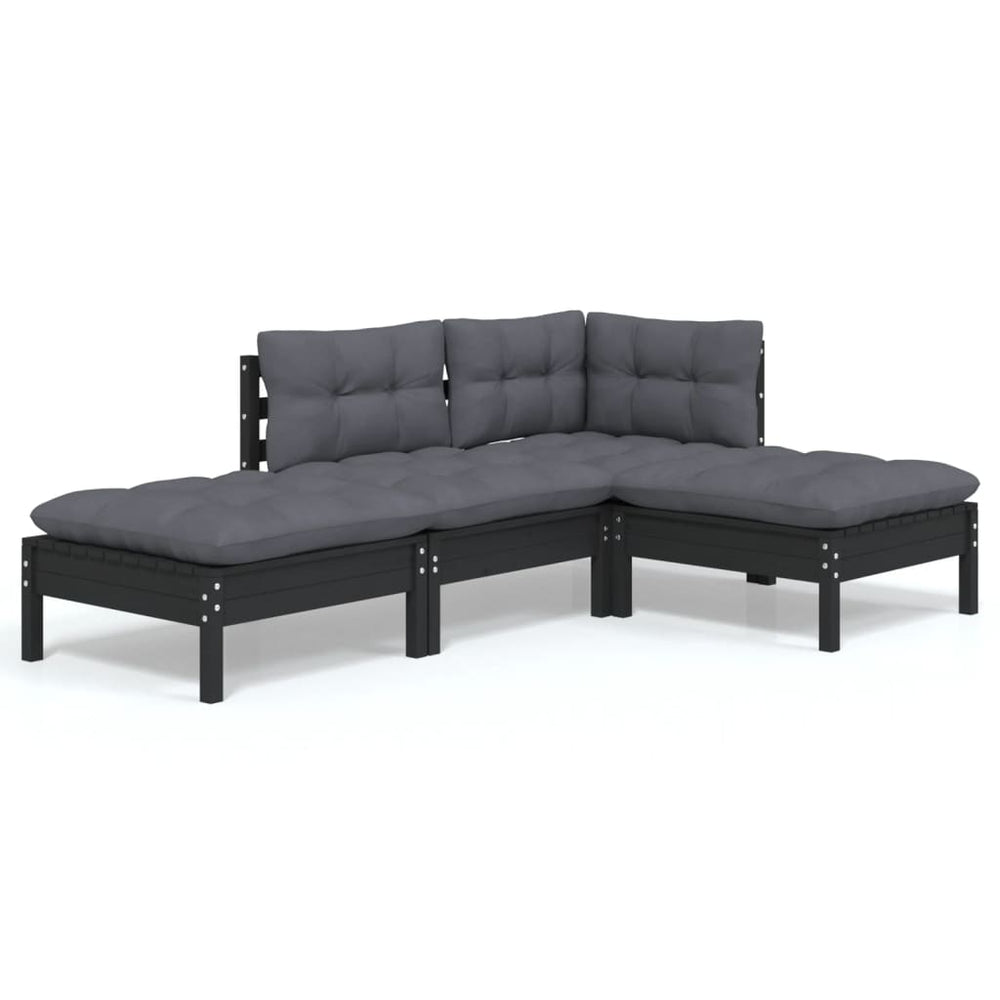 Set Mobilier Grădină Cu Perne, 4 Piese, Lemn Masiv De Pin