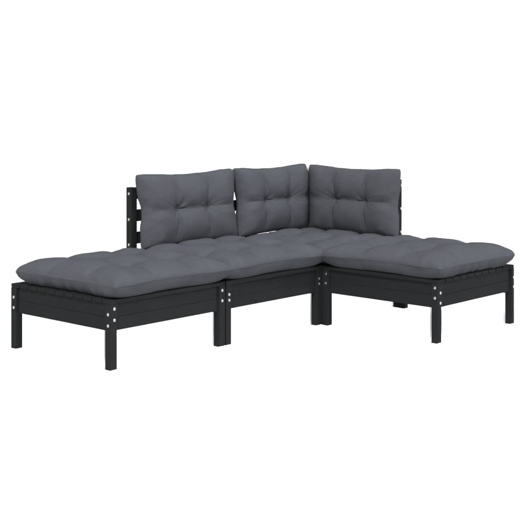 Set Mobilier Grădină Cu Perne, 4 Piese, Lemn Masiv De Pin
