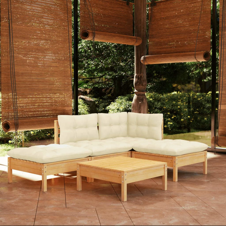 Set Mobilier Grădină Cu Perne, 5 Piese, , Lemn De Pin