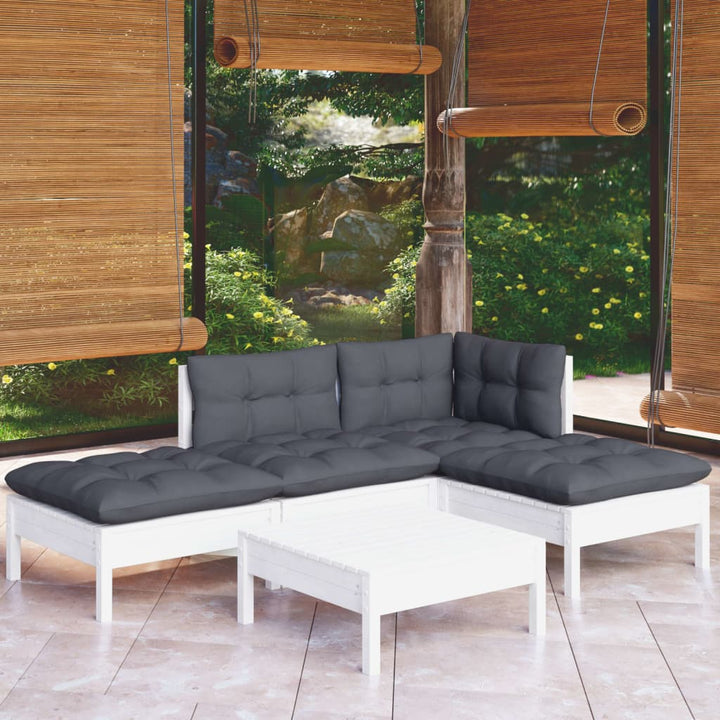 Set Mobilier Grădină Cu Perne, 5 Piese, , Lemn De Pin