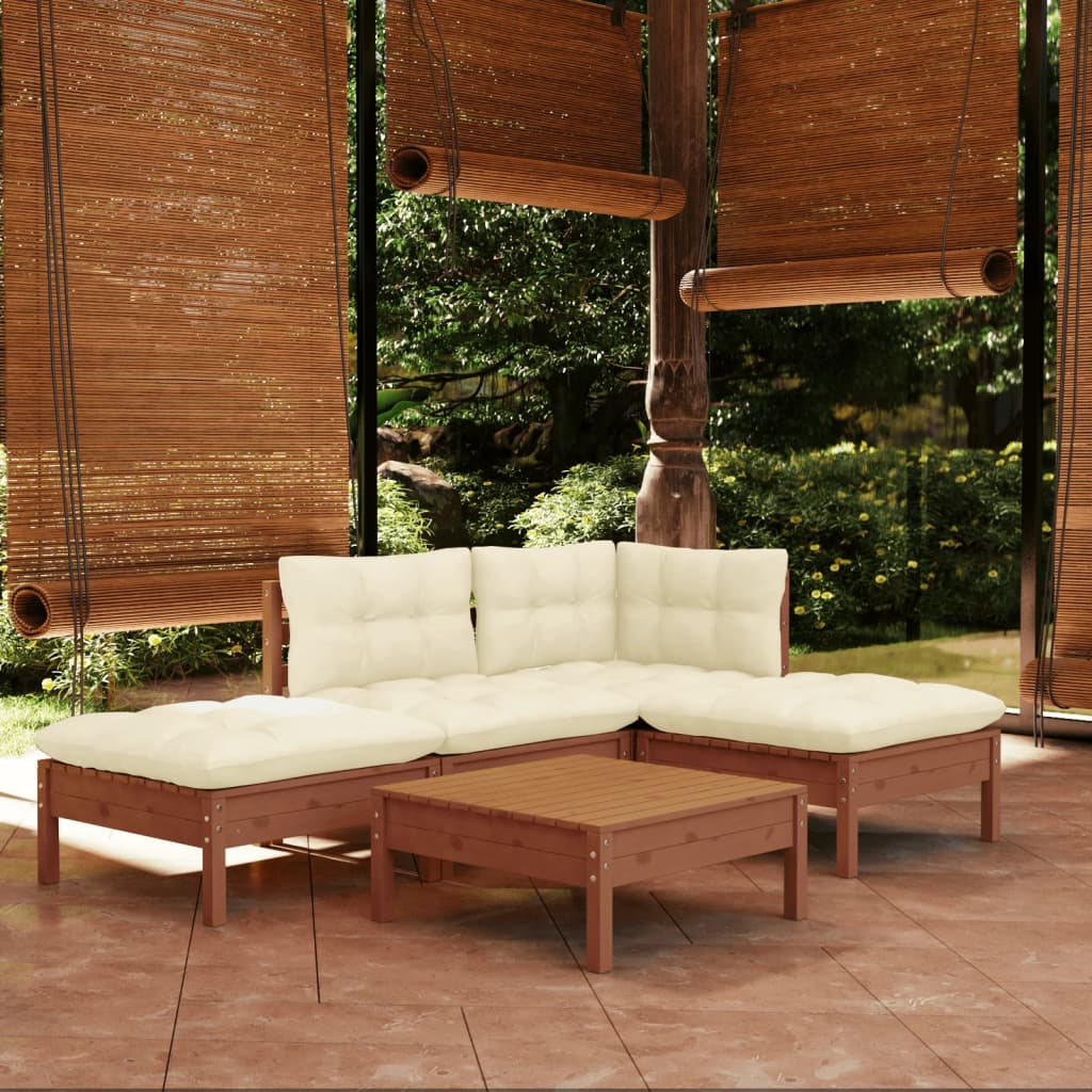 Set Mobilier Grădină Cu Perne, 5 Piese, , Lemn De Pin