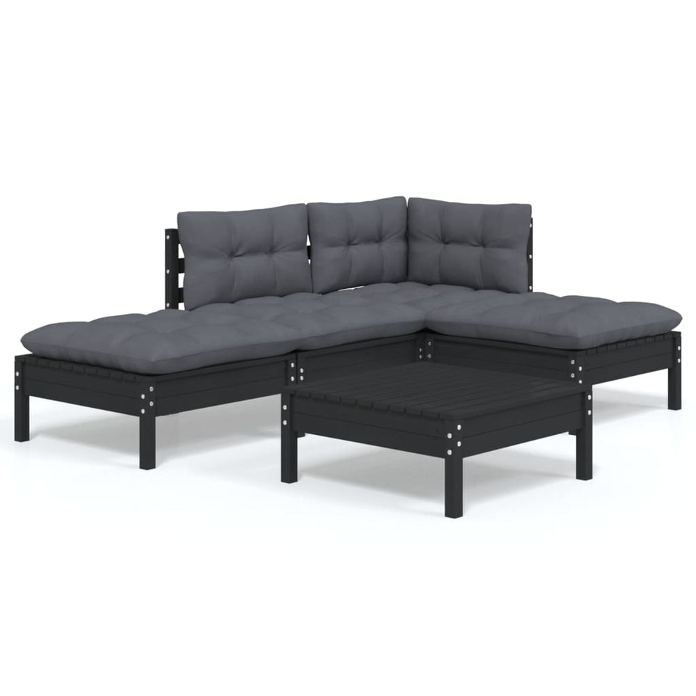 Set Mobilier Grădină Cu Perne, 5 Piese, , Lemn De Pin