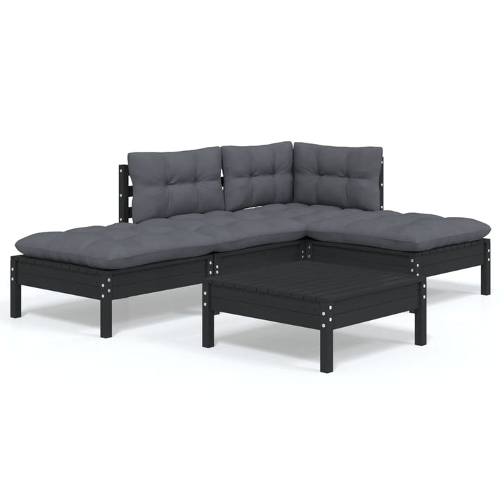Set Mobilier Grădină Cu Perne, 5 Piese, , Lemn De Pin