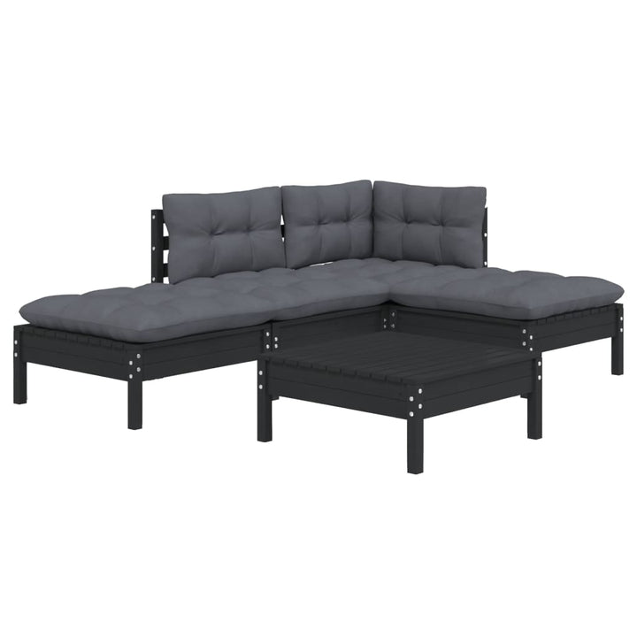 Set Mobilier Grădină Cu Perne, 5 Piese, , Lemn De Pin