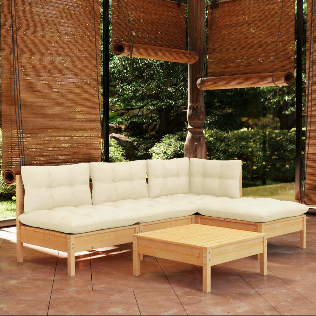 Set Mobilier Grădină Cu Perne, 5 Piese, , Lemn De Pin