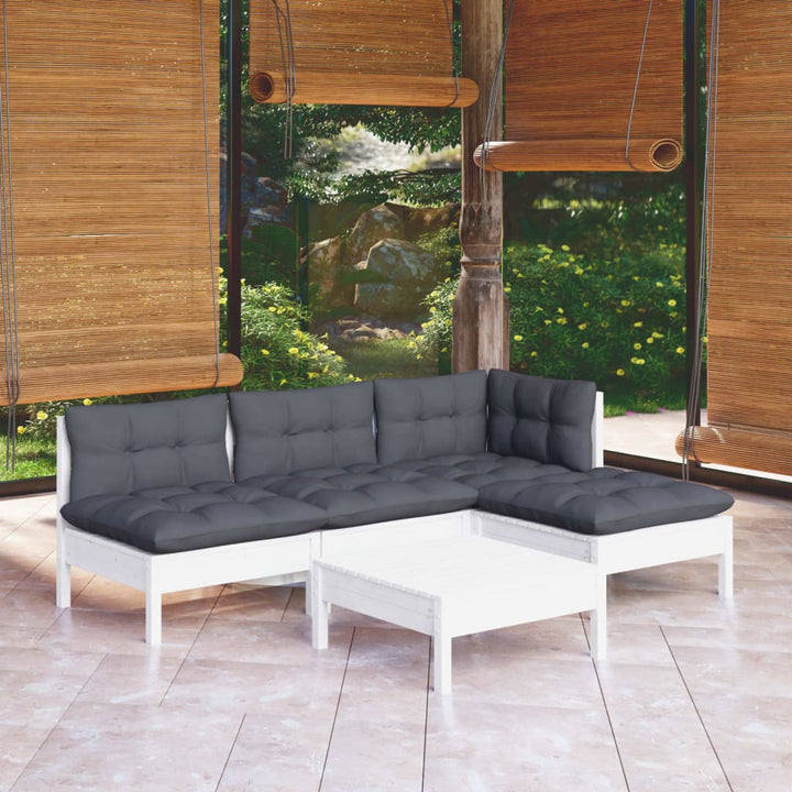 Set Mobilier Grădină Cu Perne, 5 Piese, , Lemn De Pin