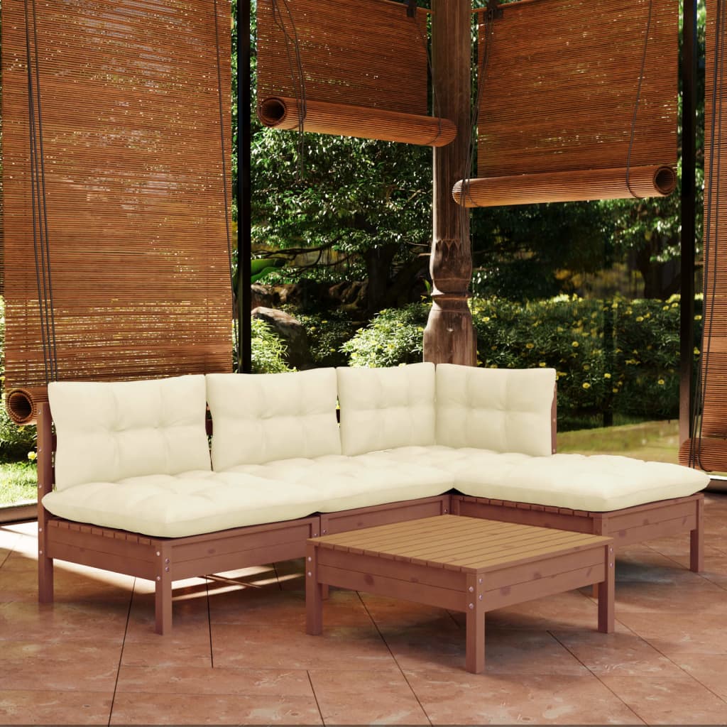 Set Mobilier Grădină Cu Perne, 5 Piese, , Lemn De Pin