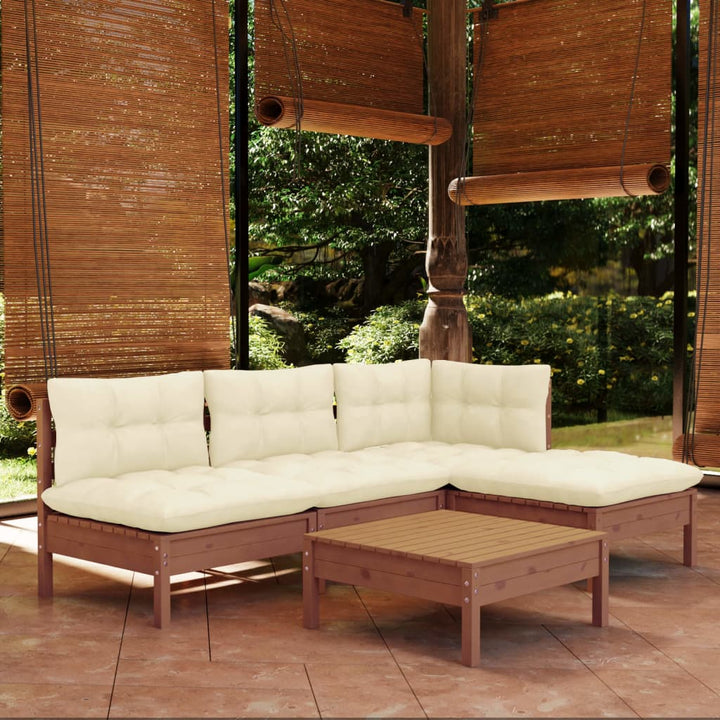 Set Mobilier Grădină Cu Perne, 5 Piese, , Lemn De Pin