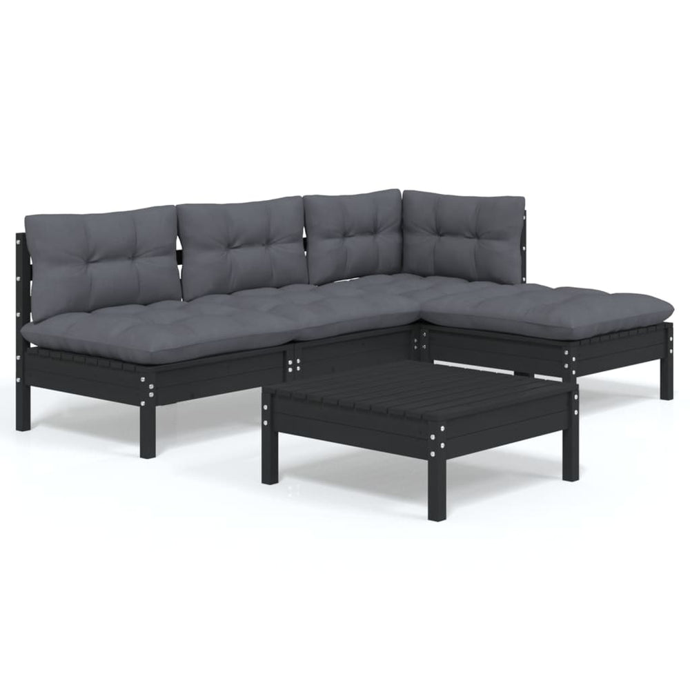 Set Mobilier Grădină Cu Perne, 5 Piese, , Lemn De Pin