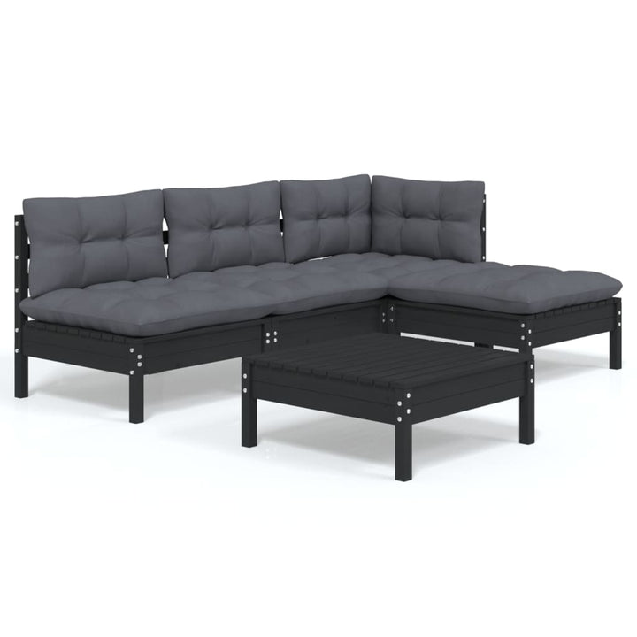 Set Mobilier Grădină Cu Perne, 5 Piese, , Lemn De Pin