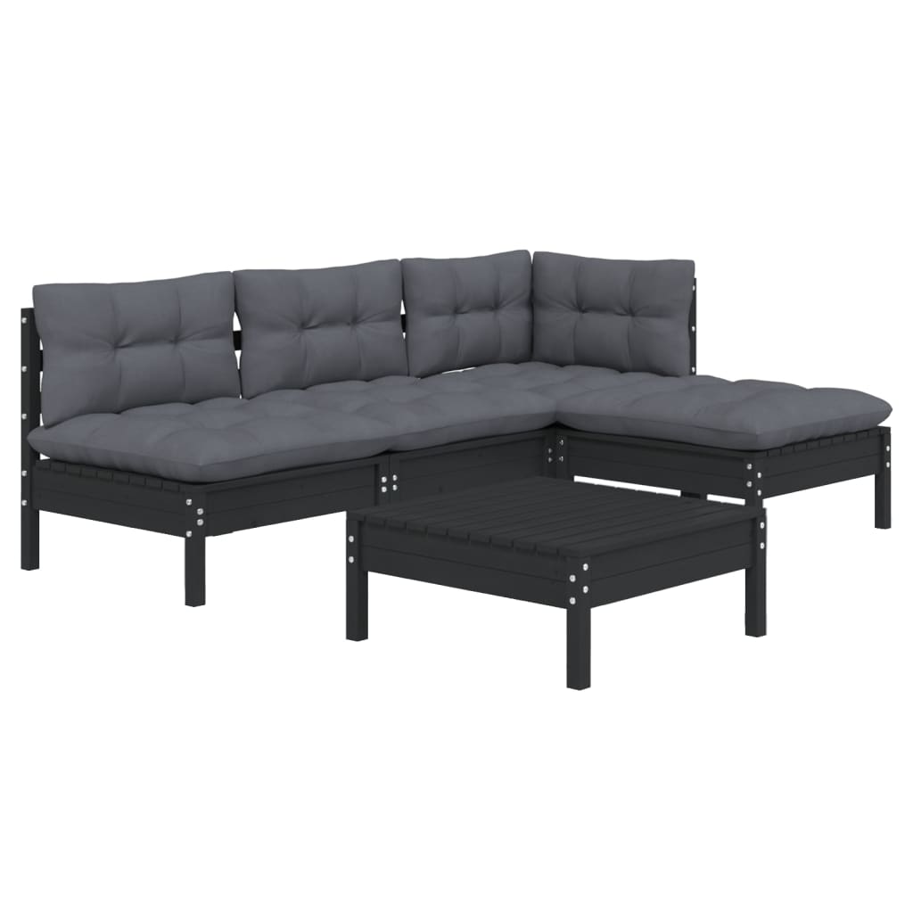 Set Mobilier Grădină Cu Perne, 5 Piese, , Lemn De Pin