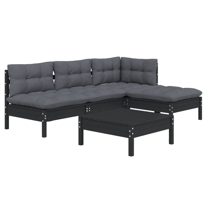 Set Mobilier Grădină Cu Perne, 5 Piese, , Lemn De Pin