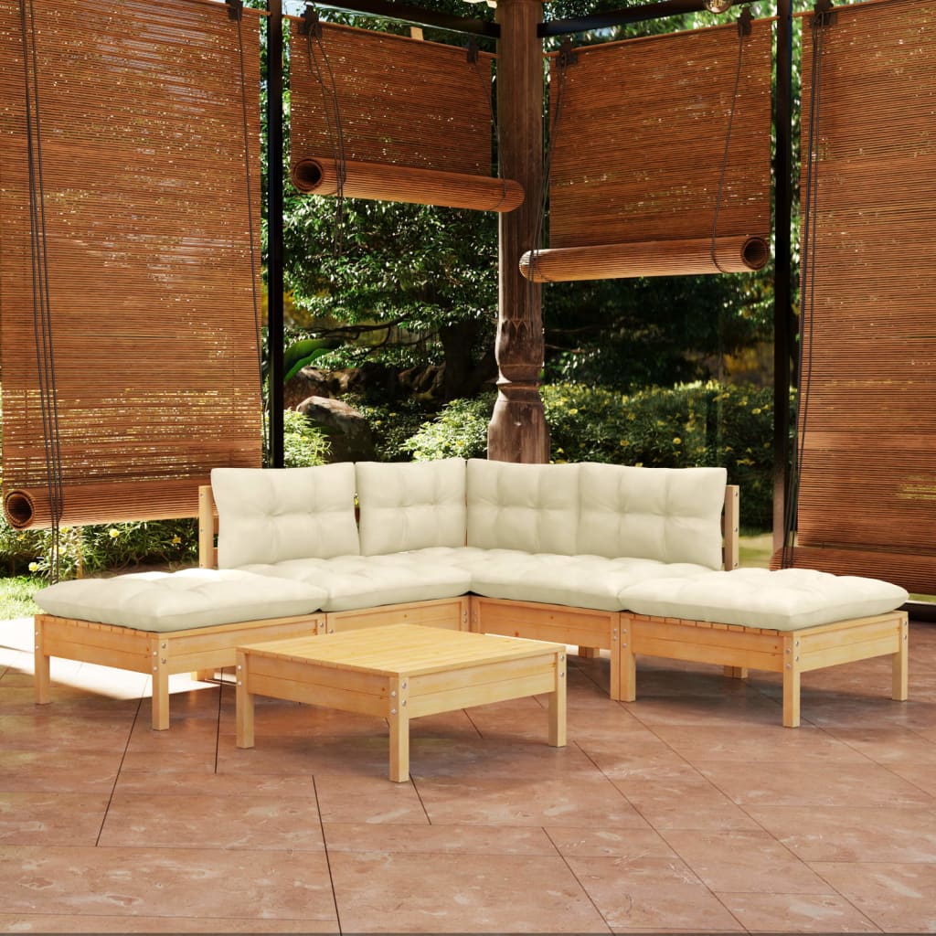 Set Mobilier De Grădină Cu Perne, 6 Piese, , Lemn De Pin