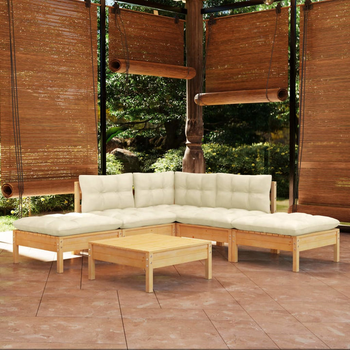 Set Mobilier De Grădină Cu Perne, 6 Piese, , Lemn De Pin