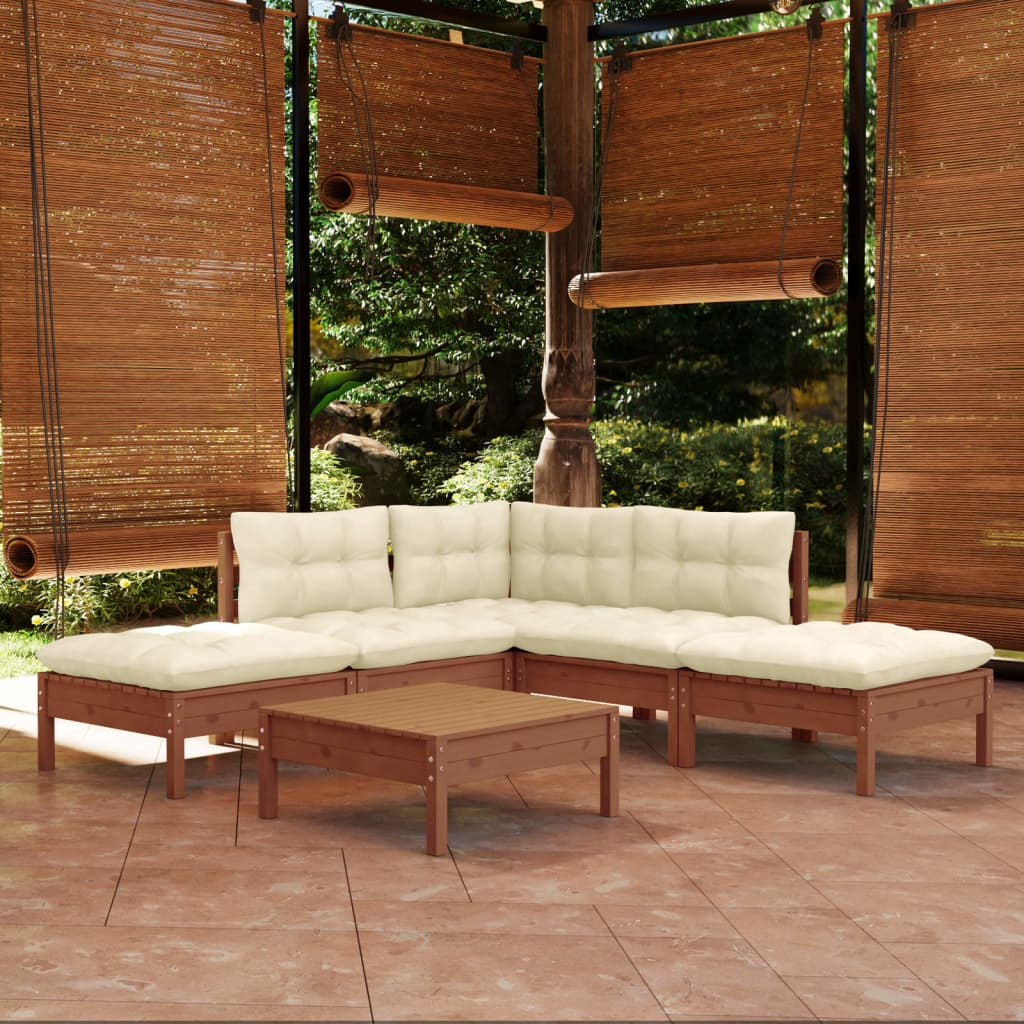 Set Mobilier De Grădină Cu Perne, 6 Piese, , Lemn De Pin