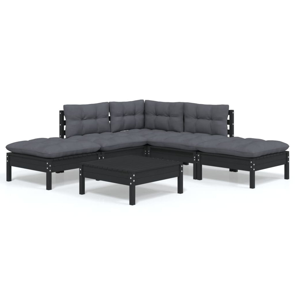 Set Mobilier De Grădină Cu Perne, 6 Piese, , Lemn De Pin