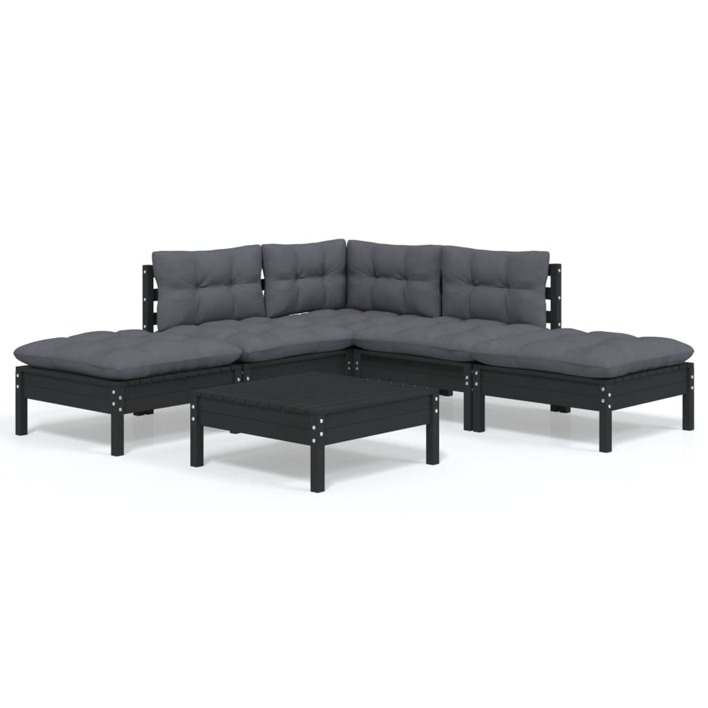 Set Mobilier De Grădină Cu Perne, 6 Piese, , Lemn De Pin