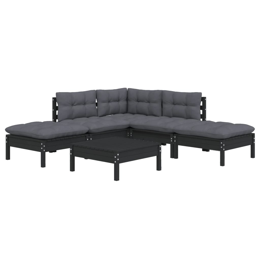 Set Mobilier De Grădină Cu Perne, 6 Piese, , Lemn De Pin