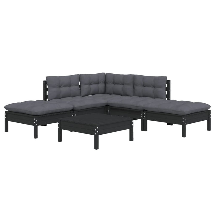Set Mobilier De Grădină Cu Perne, 6 Piese, , Lemn De Pin
