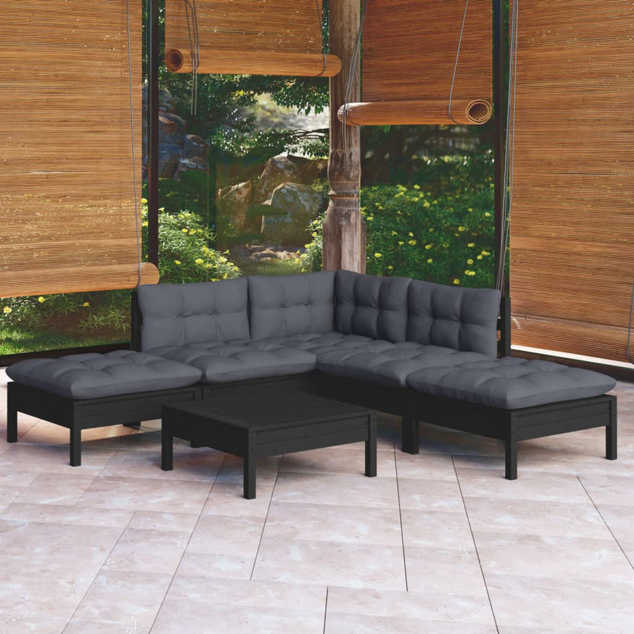 Set Mobilier De Grădină Cu Perne, 6 Piese, , Lemn De Pin