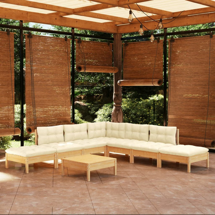 Set Mobilier De Grădină Cu Perne, 8 Piese, Gri, Lemn De Pin