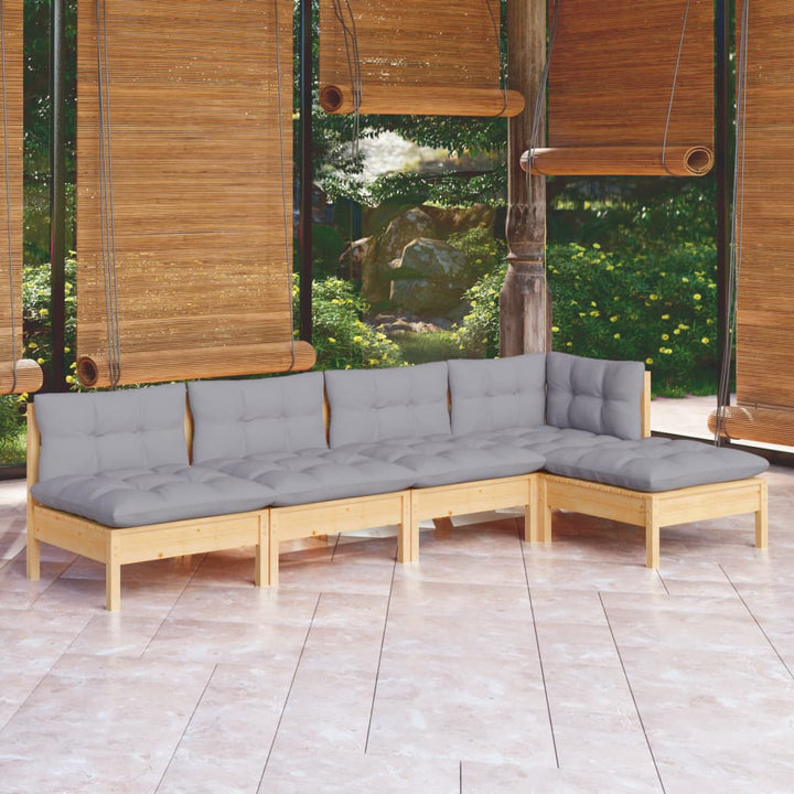 Set Mobilier Grădină Cu Perne Crem, 5 Piese, Lemn De Pin