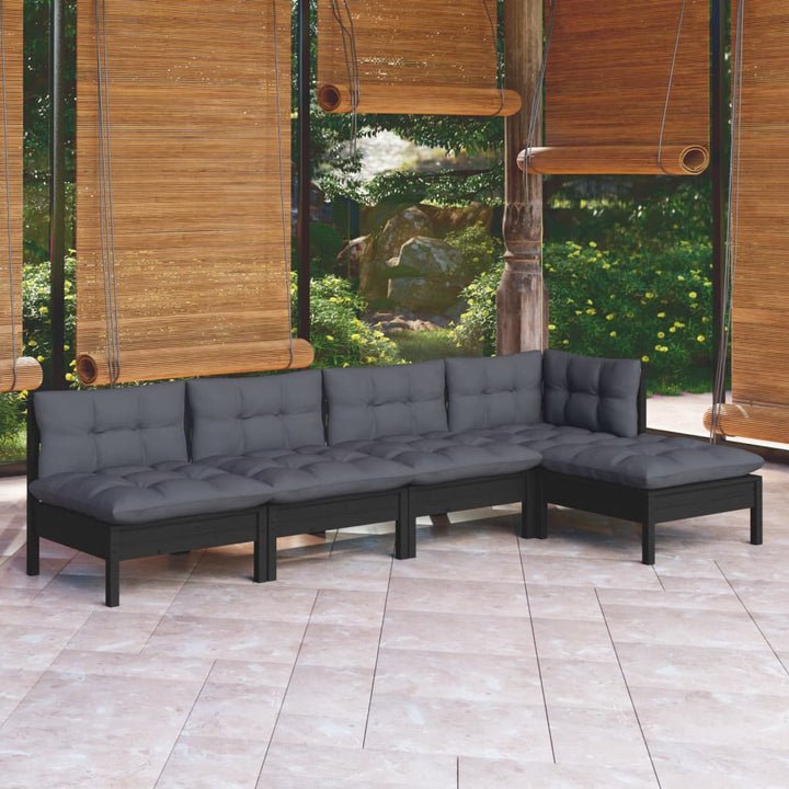 Set Mobilier Grădină Cu Perne Crem, 5 Piese, Lemn De Pin