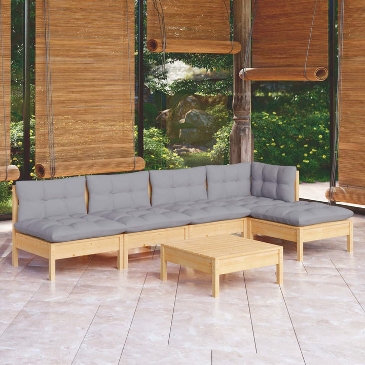 Set Mobilier Grădină Cu Perne, 6 Piese, , Lemn De Pin