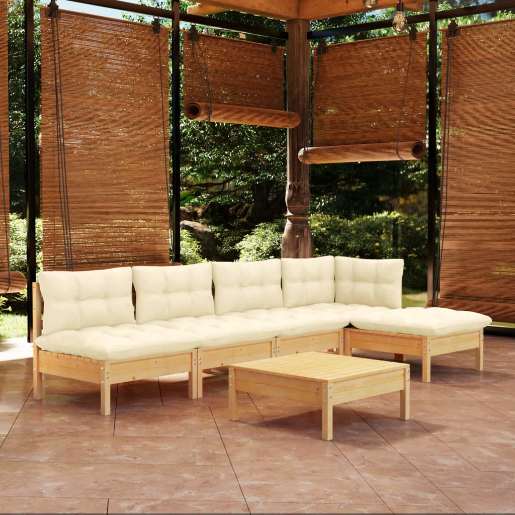 Set Mobilier Grădină Cu Perne, 6 Piese, , Lemn De Pin