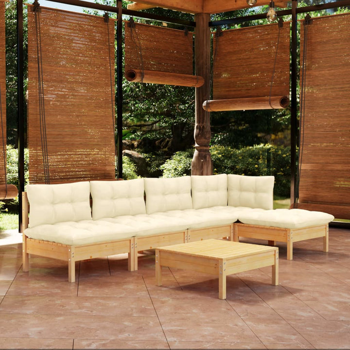 Set Mobilier Grădină Cu Perne, 6 Piese, , Lemn De Pin