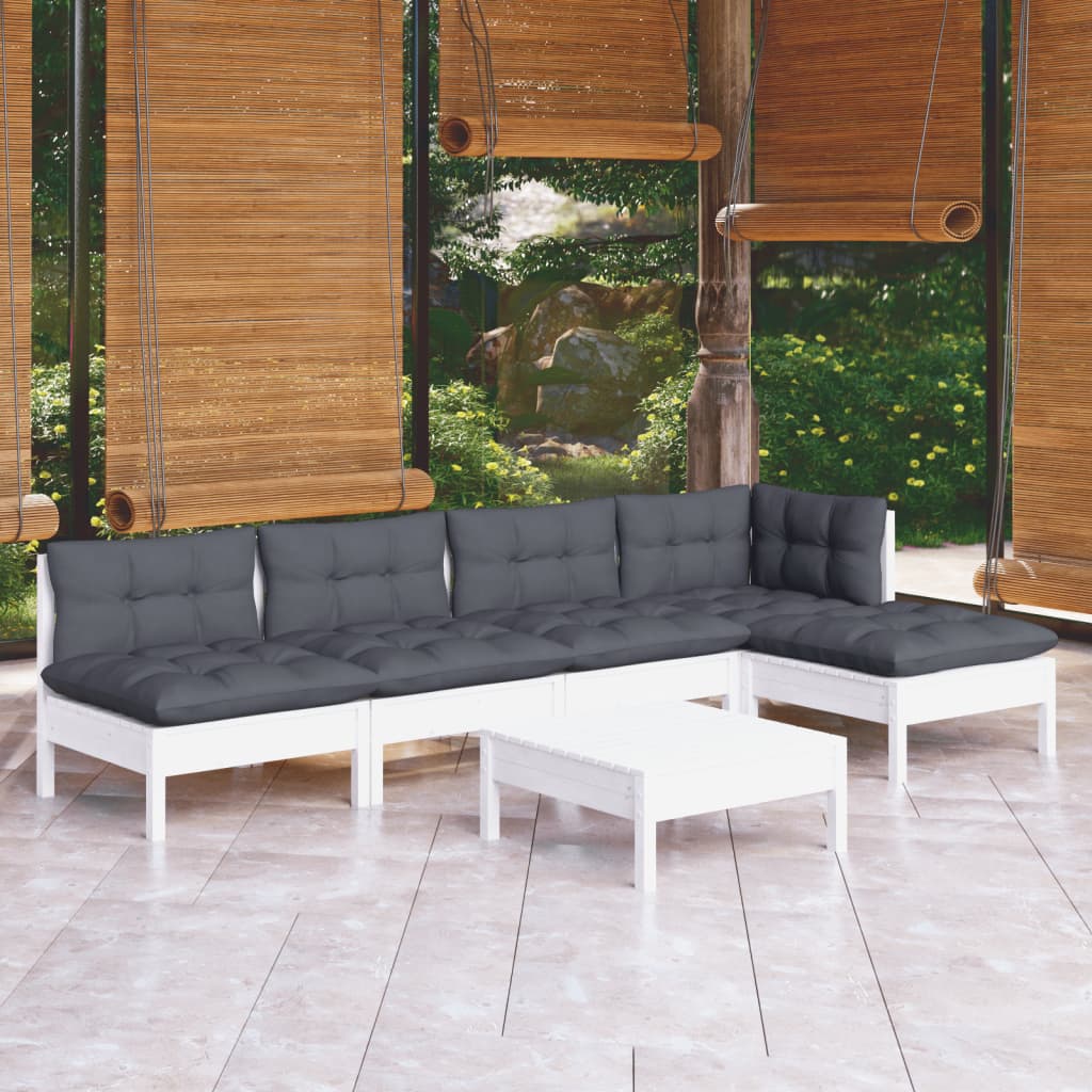 Set Mobilier Grădină Cu Perne, 6 Piese, , Lemn De Pin