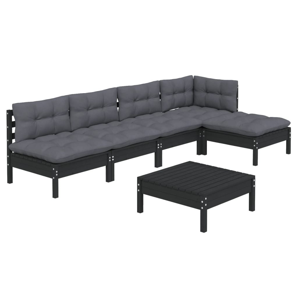 Set Mobilier Grădină Cu Perne, 6 Piese, , Lemn De Pin