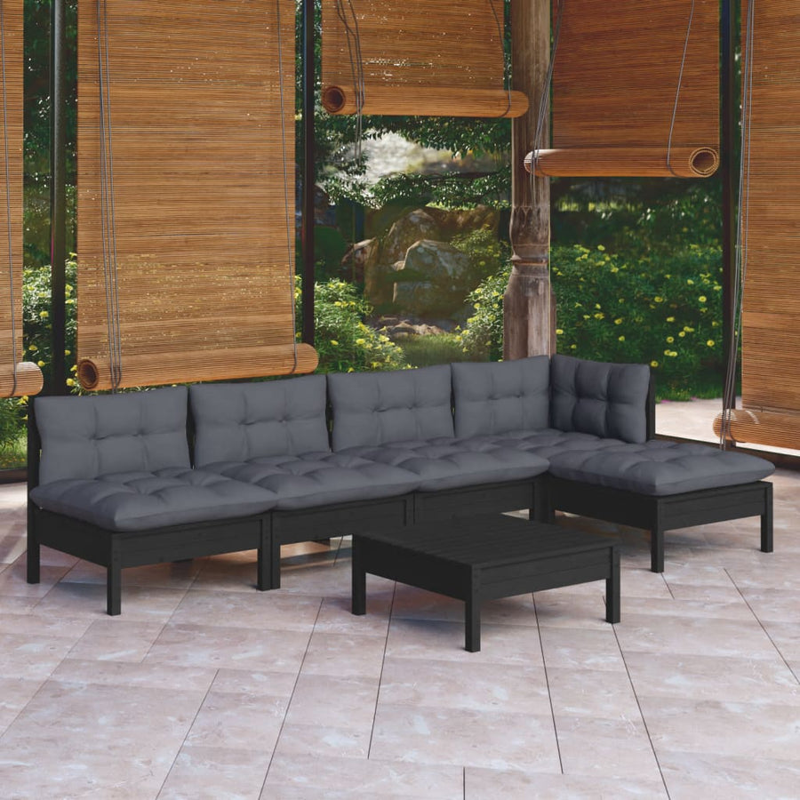 Set Mobilier Grădină Cu Perne, 6 Piese, , Lemn De Pin