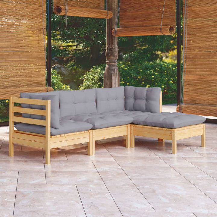 Set Mobilier Grădină Cu Perne, 4 Piese, Crem, Lemn De Pin