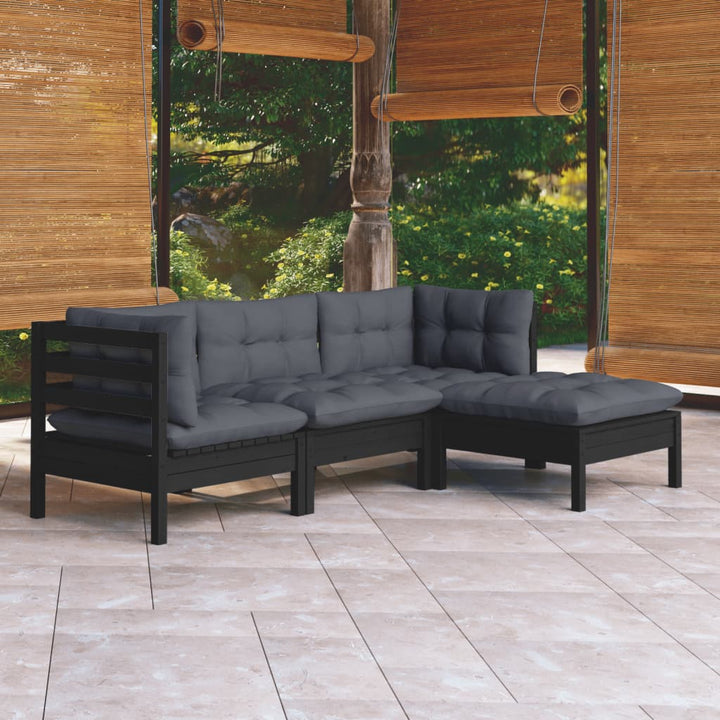 Set Mobilier Grădină Cu Perne, 4 Piese, Crem, Lemn De Pin