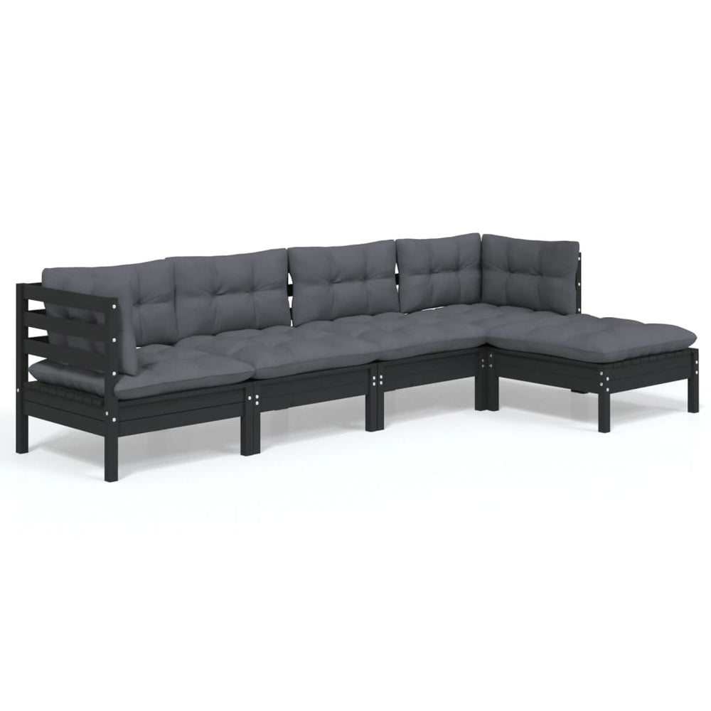 Set Mobilier Grădină Cu Perne, 5 Piese, , Lemn De Pin