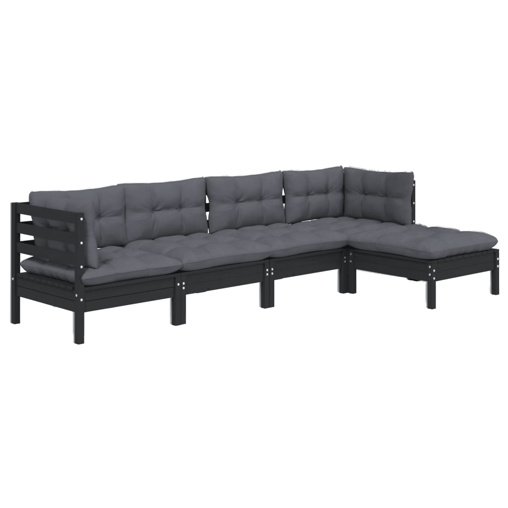 Set Mobilier Grădină Cu Perne, 5 Piese, , Lemn De Pin