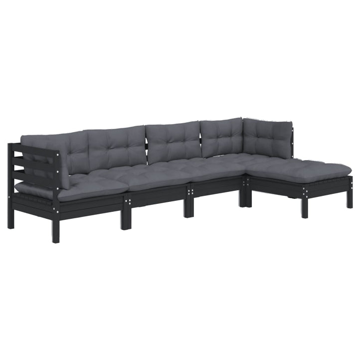 Set Mobilier Grădină Cu Perne, 5 Piese, , Lemn De Pin