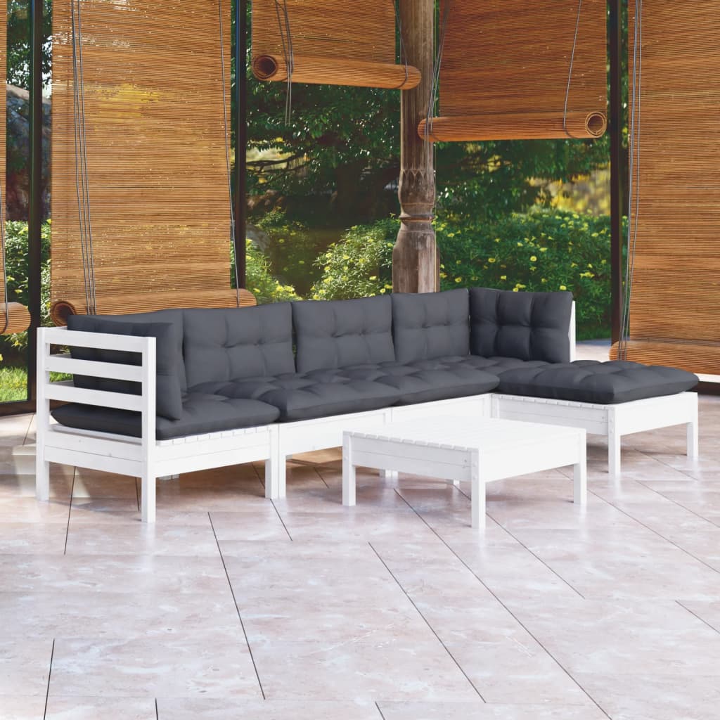 Set Mobilier Grădină Cu Perne Crem, 6 Piese, Lemn Masiv De Pin