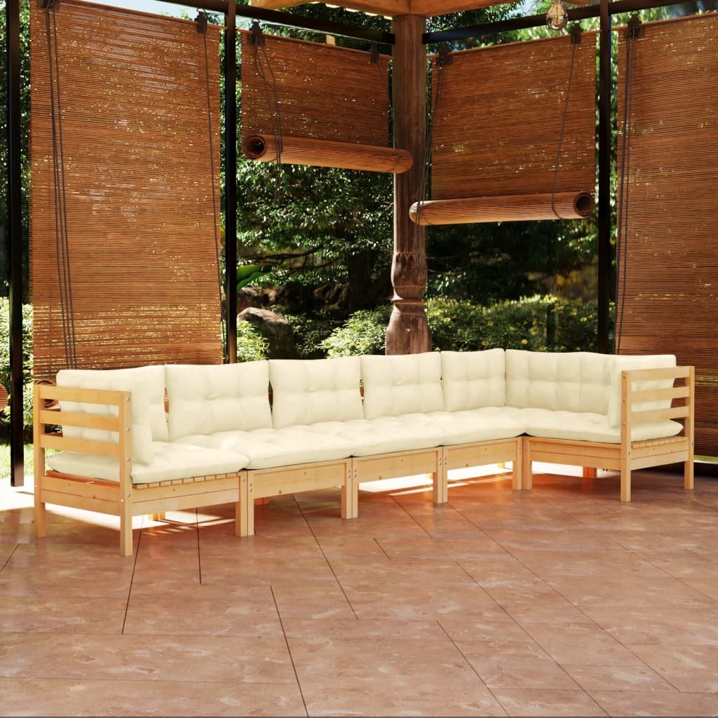 Set Mobilier Grădină Cu Perne Gri, 6 Piese, Lemn De Pin